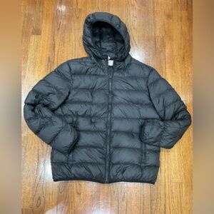 ZARA ORIGINS - BLACK DOWN PUFFER HOODIE COAT